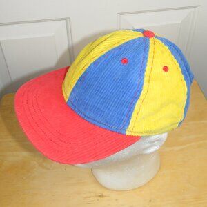 BIG BUD PRESS Dugout Corduroy Hat Blue/Red/Yellow Colorblock USA Made Adjustable